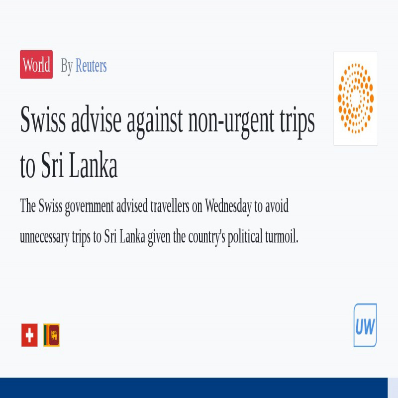 swiss-government-advised-to-avoid-unnecessary-travel-to-sri-lanka