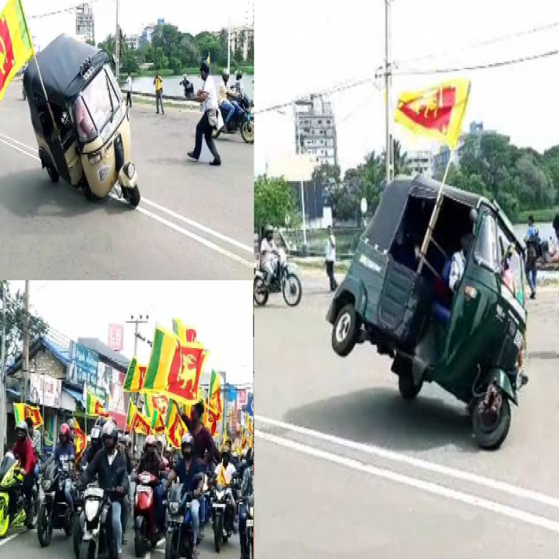 in-jaffna,-youths-with-lion-flags-performed-pranks---policemen-had-fun-with-handcuffs