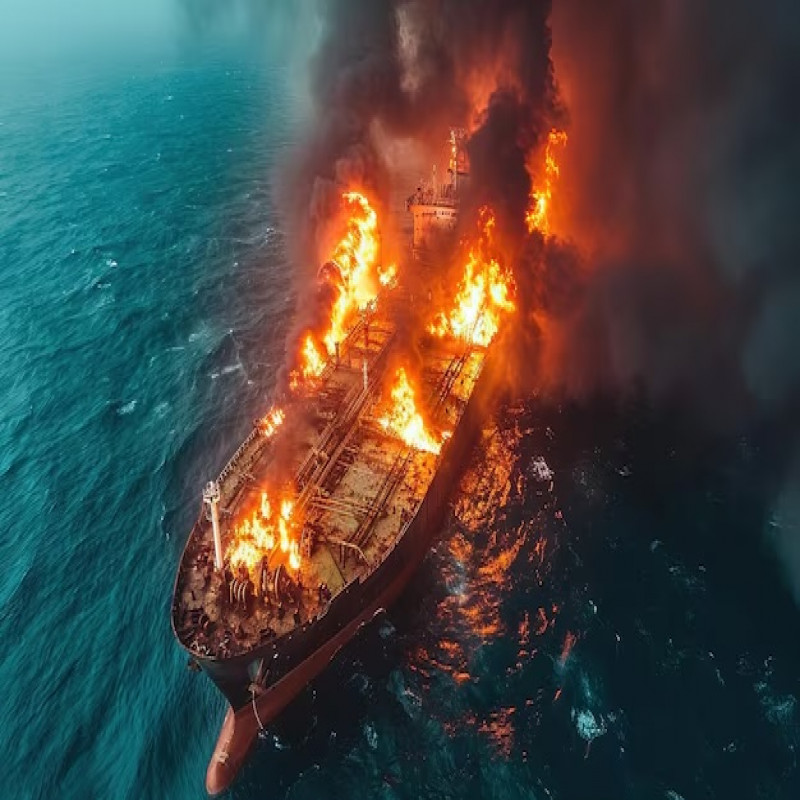 a-series-of-attacks-in-the-red-sea..-a-burning-cargo-ship
